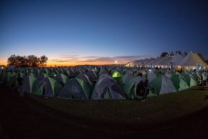 A view of the tents that riders sleep in during sani2c Trail.