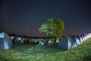A view of the tents that riders are sleeping in during sani2c Trail