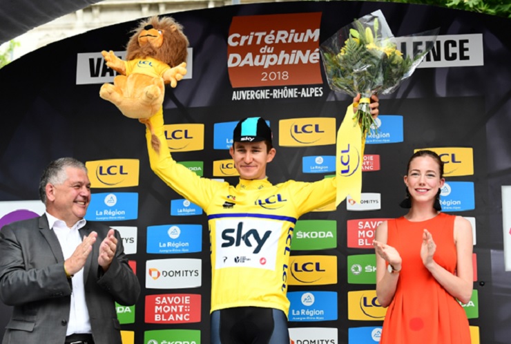 Team Sky's Michal Kwiatkowski claimed victory on the 6.6km prologue of the Critérium du Dauphiné today. Photo: ASO/Alex Broadway
