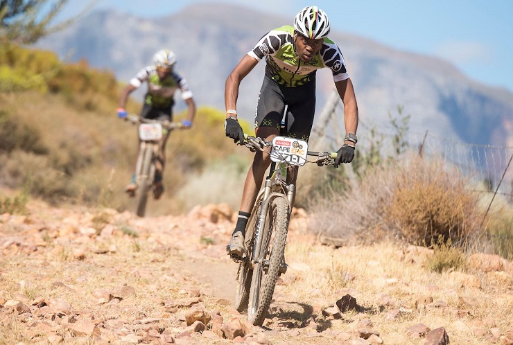 Lucky Mlangeni relished his Exxaro special jersey victory alongside teammate Tshepo Tlou at the Cape Epic earlier this year. Photo: Mark Sampson/Cape Epic/Sportzpics