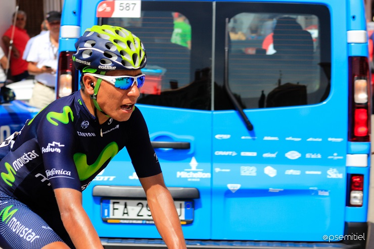 Movistar Team's Nairo Quintana soloed to victory on the 170km seventh stage of the Tour de Suisse. Photo: Photo credits