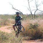 Rider showing off a trick during stage three of the Waterberg MTB Encounter. Photo: Gerrie Kriel / Twin Productions SA