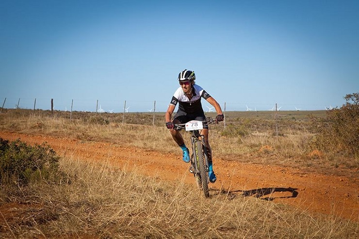 Yolande de Villiers was elated to defend her title by winning the women's category of the 160km Trans Elands MTB Marathon yesterday. Photo: Supplied