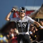 Geraint Thomas of Team Sky left it late to snatch victory in the 11th stage of the Tour de France at La Rosière and take the overall lead in the race. Photo: ASO/Pauline Ballet