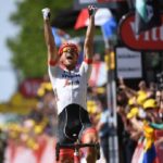 John Degenkolb (pictured) outsprinted Greg van Avermaet and Yves Lampaert in the final 200m to take the spoils on stage nine of the Tour de France in Roubaix today. Photo: ASO/Pauline Ballet