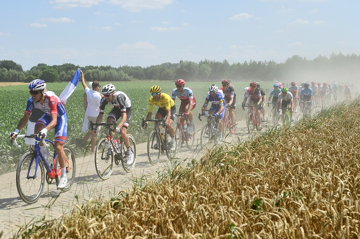 Trek–Segafredo's John Degenkolb sprinted to victory on the 156.5km ninth stage of the Tour de France in Roubaix today. Photo: ASO/Alex Broadway