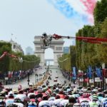 Celebrations underway during the final Tour de France stage