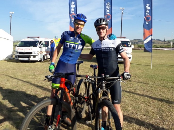 Andrew Hill and Shaun-Nick Bester won stage three of the inaugural 150 MTB race in Ballito, KwaZulu-Natal, today. Photo: Tania Bester