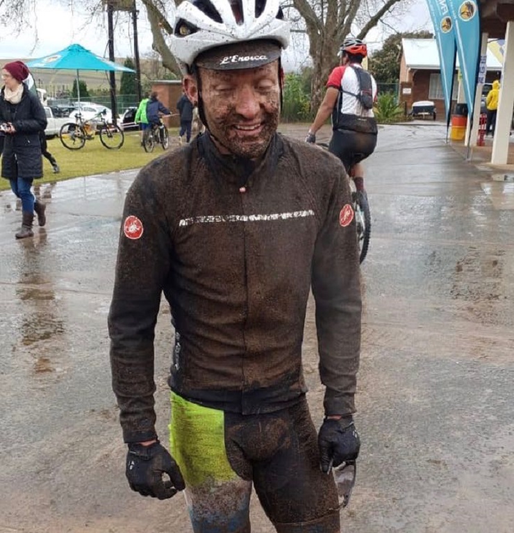 Tyronne White, pictured after the race, was delighted to master cold wet conditions and win the 45km Tour de Krantz mountain-bike classic in Harburg, KwaZulu-Natal, by the narrowest of margins on Saturday. Photo: Supplied
