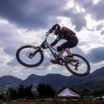 South Africa's Connor Finnis qualified for the final of the junior men's UCI Downhill Mountain Bike Championships today. Photo: Spectral Light Photography
