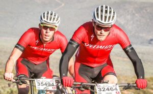 Race winner Craig Boyes (left) and Waylon Woolcock, who finished third, on their way to completing the Karoo to Coast. Photo: oakpics.com