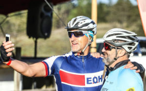 Dr Evil Classic stage two riders taking a photo