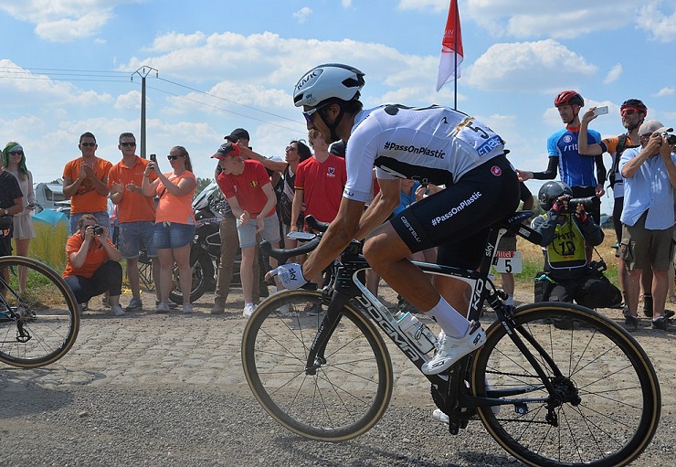Team Sky's Gianni Moscon, pictured here at the Tour de France this year, won the Giro della Toscana in Tuscany, Italy, today. Photo: Photo credits