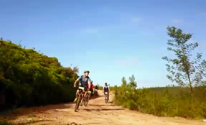 Rynardt Jacobs and Jessica Joseph won the 62km feature of the Jakhals MTB Challenge at Hakahana Trails yesterday. Photo: Supplied