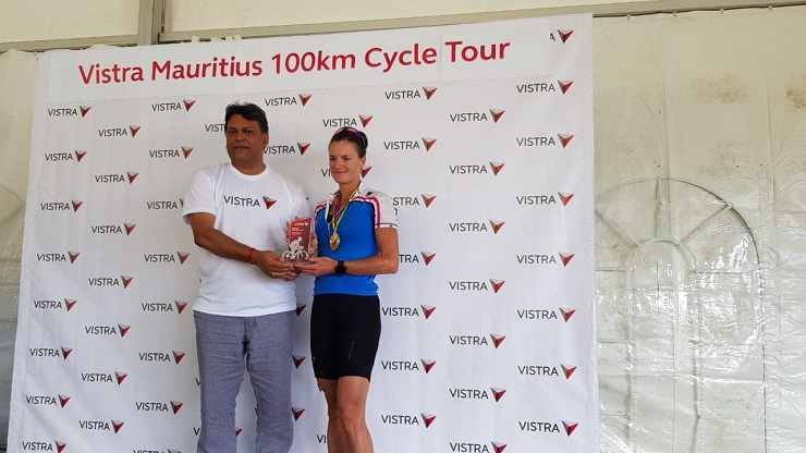 South African Kirsten Schut won the women's event at the Mauritius 100km Cycle Tour