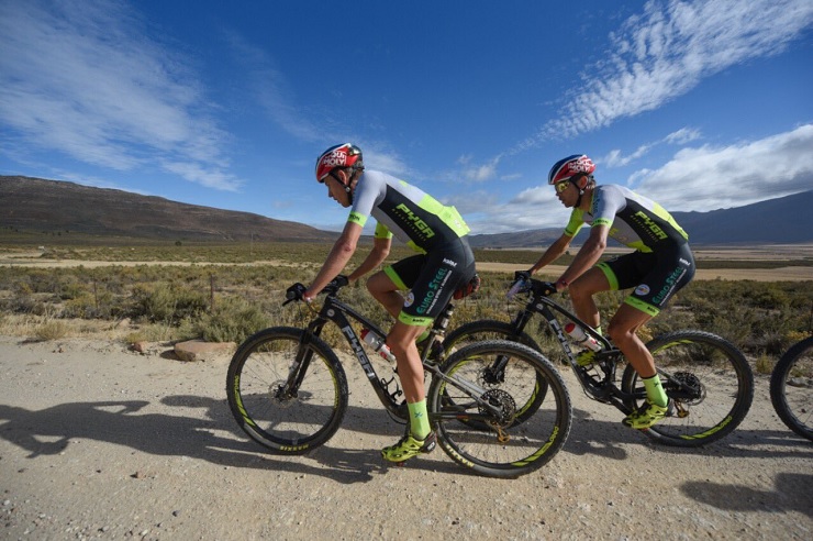 Matthys Beukes and Philip Buys won the 70km second stage of the 3 Towers stage race today. Photo: Twitter/PYGA Euro Stee