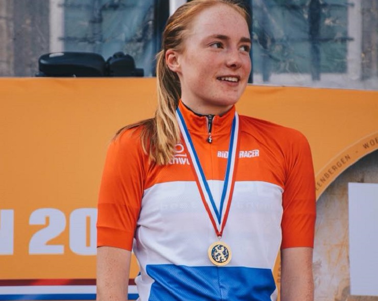 Rozemarijn Ammerlaan won the junior women's individual time-trial at the UCI Road World Championships today. Photo: Julia Zwaan/APB Junior Development Team