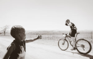 Berg and Bush Descent stage one rider and child