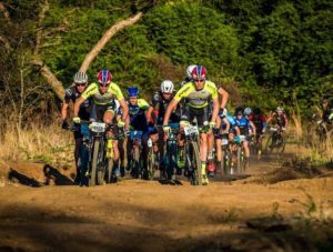 Riders charging forward during stage two of the Berg and Bush 'Descent'. Photo: Tobias Ginsberg