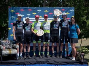 Men's team podium: PYGA Euro Steel's Matthys Beukes and Philip Buys in first (middle), flanked by NAD Pro's Matt Beers and Nico Bell in second (left) and NAD Pro 1's Gawie Combrinck and Wessel Botha in third (right). Photo: Em Gatland/Nikon