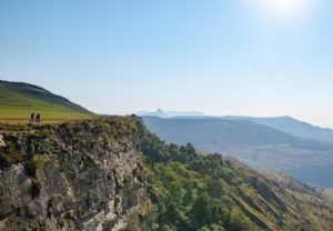 Cyclists rode on the edge of cliffs during stage one of the Berg and Bush 'Great Trek'. Photo: Em Gatland