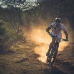 A rider descending a dusty section during stage two of the Berg and Bush 'Great Trek'. Photo: Em Gatland