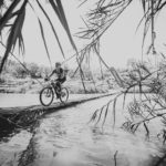 A closer view of a rider crossing the suspension bridge over the Tugela River. Photo: Em Gatland