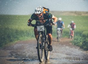A rider moving through wet and muddy jeep tracks during stage one of the Berg and Bush 'Great Trek'. Photo: Em Gatland