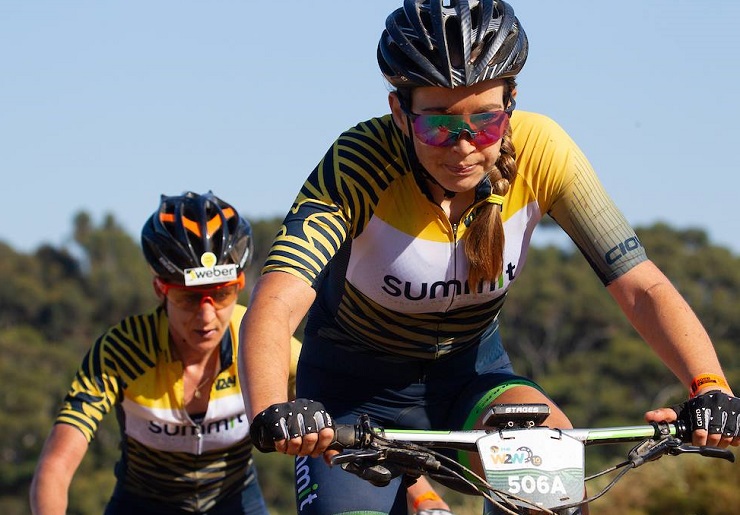 Candice Lill (front) relished her historic victory alongside German Adelheid Morath (back) in the Wines2Whales Chardonnay three-day race which concluded in Hermanus on Sunday. Photo: Greg Beadle