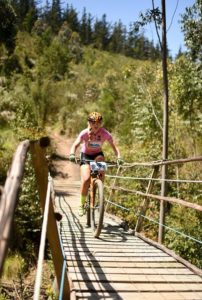 A rider moving over a bridge during stage three of the Cape Pioneer Trek. Photo: Carli Smith