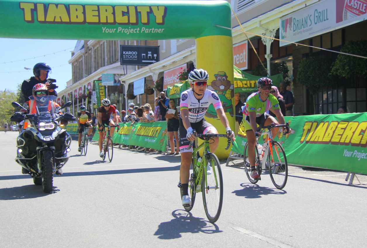 Anriette Schoeman won the women's race at the Timbercity Cycle Tour