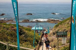 The finishing race village of the Wines2Whales Chardonnay, overlooking the ocean. Photo: Greg Beadle