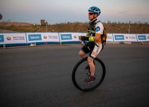 A rider on a unicycle at the 947 Cycle Challenge today. Photo: Telkom 947 Cycle Challenge