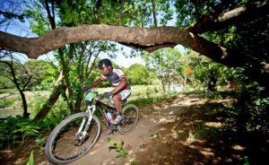 A mountain biker tackling the route during the 947 MTB Challenge