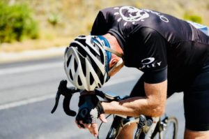 A rider takes a break and catches his breath during the tough Double Century