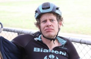 Gert Fouche, who recently broke the South African hour record, showing his humour at the Joburg Grand Prix. Photo: Cycle Nation
