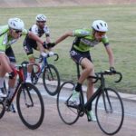 A pair of riders slinging one another during the madison relay event at the Joburg Grand Prix. Photo: Cycle Nation