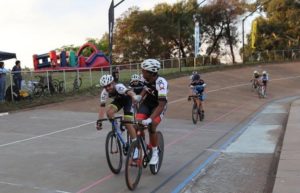 BCX's Nolan Hoffman (front) and Steven van Heerden pictured slinging one another during the madison relay event at the Joburg Grand Prix. Photo: Cycle Nation