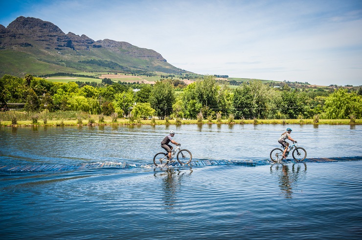 Mountain bikers in action during the Origin of Trails
