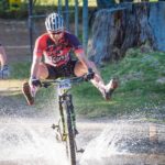 A rider showing off some tricks on his bike during the Origin of Trails. Photo: David Tarpey