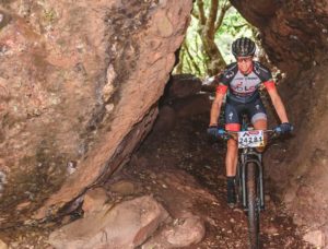 A rider moving through a cave tunnel during the sixth Trailseeker Series event. Photo: Facebook/Nissan Trailseeker