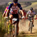HB Kruger (front) pictured leading the bunch on stage three of the Wines2Whales Shiraz. Photo: Nick Muzik