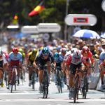 Riders in gunning for the line in the sprint finish at the Cadel Evans Great Ocean Road Race today. Photo: Getty Images