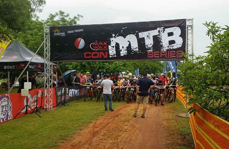 Riders lined up before the start of the first Demacon MTB Series event today. Photo: Facebook/Sunshine Events
