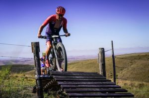 A rider negotiating his way over a bridge during the TransCape MTB Encounter. Photo: Jacques Marais