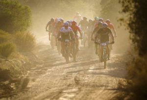 Riders moving along a jeep track during the TransCape MTB Encounter. Photo: Jacques Marais
