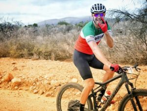 A rider showing positive signals during the TransCape MTB Encounter. Photo: Jacques Marais