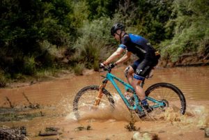 A rider moving through a swamp-like section during the TransCape MTB Encounter. Photo: Jacques Marais