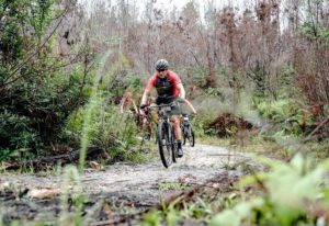 A rider moving through a wet and slippery section during the TransCape MTB Encounter. Photo: Jacques Marais