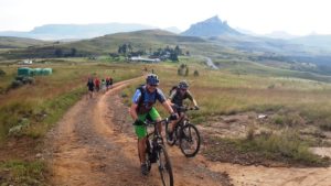Mountain bikers and trail runners taking part in a previous year's X-Berg Challenge